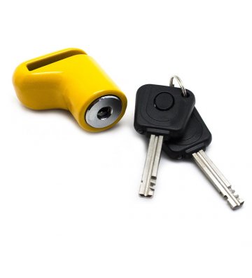 CANDADO ANTIROBO MOTO PINZA AMARILLO CON LLAVE CON LUZ - 1
