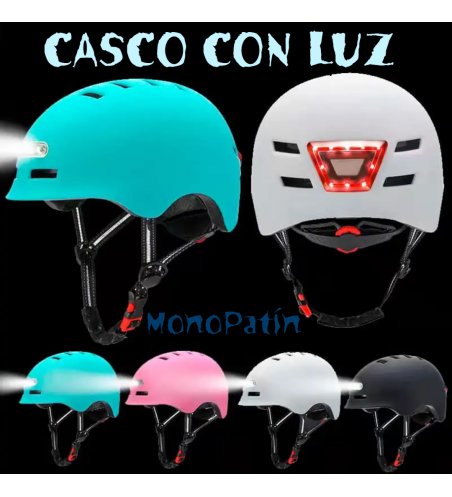 Casco Patinete eléctrico Bicicleta MonoPatín con Luz Led