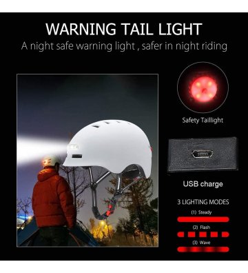Casco Patinete eléctrico Bicicleta MonoPatín con Luz Led - 12